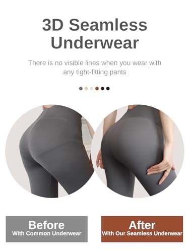Cuweni Womens Underwear Seamless High Waisted Briefs No Show Panties 6 Pack - color: Black 3 Nude 3 6-pack, size: Medium