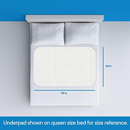 RMS Ultra Soft 4-Layer Washable and Reusable Incontinence Bed Pad, 34"x54" - size: 34 x 54 Inch