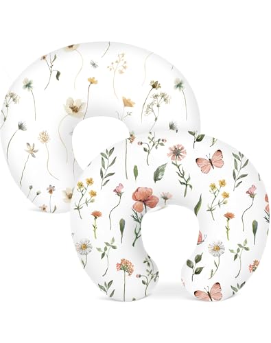 Nursing Pillow Covers 2 Pack, Stretchy Breastfeeding Pillow Covers for Baby - color: Butterfly Garden