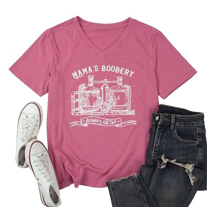 Nursing Shirts for Breastfeeding Women Zipper Maternity Graphic Tee - color: Light Pink, size: Large