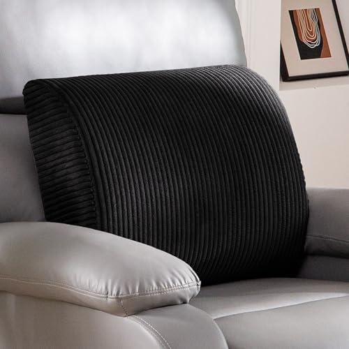 Lumbar Support Pillow for Recliner Chair/Accent Chair/Couch, Extra Large Memory Foam Back Support Cushion for Elderly, Recliner Cushions for Back Rest, Pain Relief, Reading, Washable Cover, Black - color: Black, size: 20"x16"x5.5"