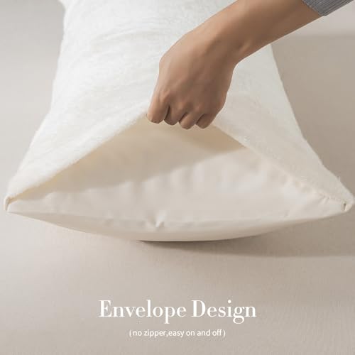 WhatsBedding Memory Foam Body Pillow with Cover, Long Bed Pillow for Adults - color: White Pillow+ Sherpa Beige Pillowcase