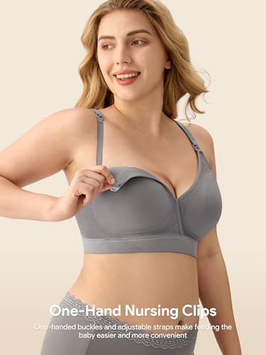 HBselect Nursing Bras for Breastfeeding, Seamless Maternity Bra Wireless - color: F: 5 Pack(black*2/White/Beige/Grey), size: X-Large