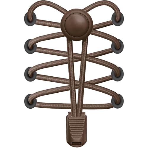 Bread Tie-Free Round Shoelaces with Clips – Cut to Size Elastic No Tie Laces for Sneakers & Running Shoes (One Size) - color: Rich Brown