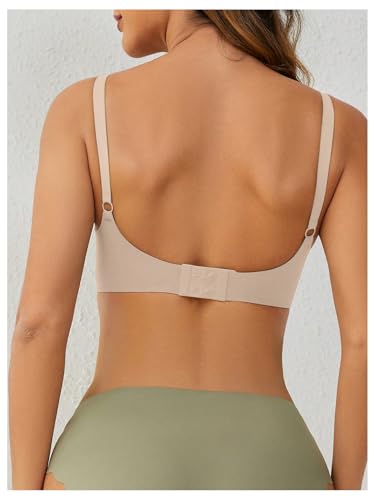 OYOANGLE Women's Maternity Nursing Bra Wireless Push Up Breastfeeding Bras - color: Apricot, size: Small