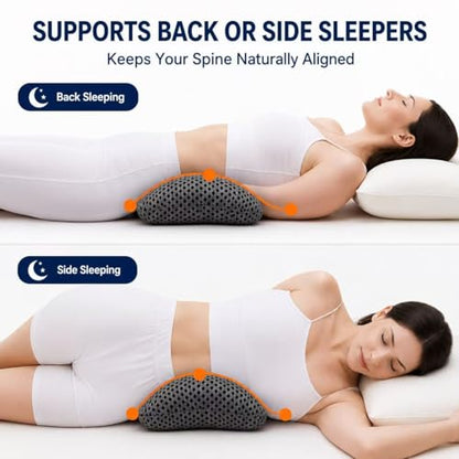 Ergonomic Lumbar Support Pillow, Memory Foam Back Cushion - color: Gray