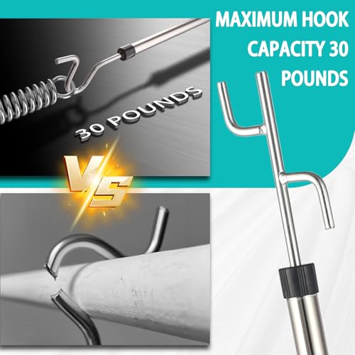Clothes Hook Pole Heavy Duty,32 to 80In Retail Clothing Hook Pole - color: Black