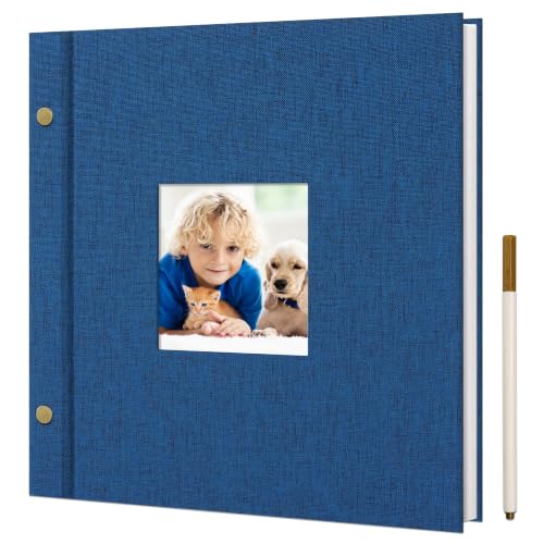 Linen Self-Adhesive Photo Album, 10 x 10, 20 Pages, Blue - color: Blue, size: 20 Pages (10 Sheets), 10 x 10 Inch
