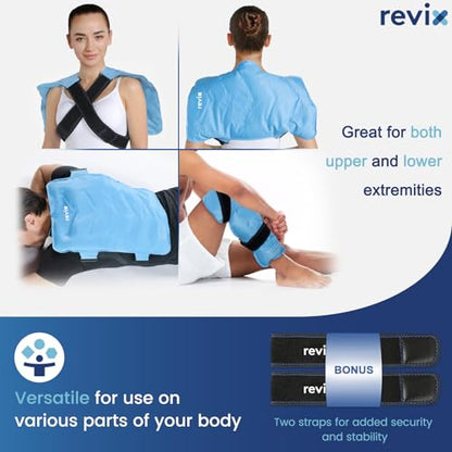 REVIX XXL Full Back Ice Pack Wrap, Large Gel Packs for Injuries Reusable - color: Blue