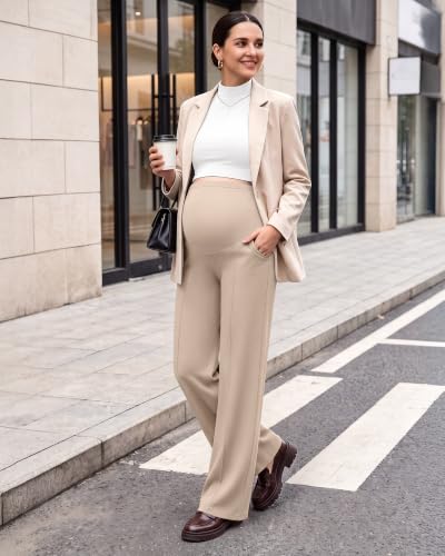 G4Free EverGoing Maternity Dress Pants Pregnancy Slacks - color: Light Khaki, size: X-Small