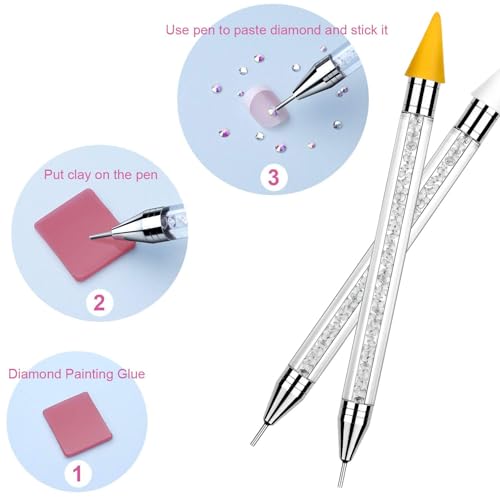 Tatuo 2 Pieces Rhinestone Picker Dotting Pen, Wax Pencil Pen, White - color: White