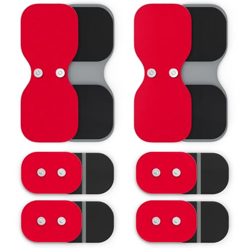 AUVON Wireless TENS Unit Electrode Pads 12 Pcs, 2 Sizes, Latex-Free - color: Red