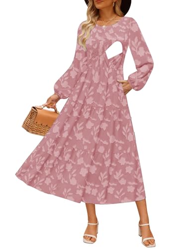 CzzzyL Women's Nursing Dresses Fall Boho Floral Breastfeeding with Pockets - color: Floralpink, size: Small