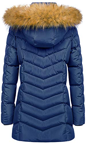 CREATMO US Women's Winter Hooded Coat Waterproof Warm Long Puffer Jacket Parka - color: Navy, size: Small