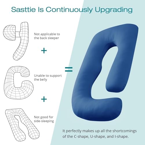 Sasttie Cooling Pregnancy Pillows for Sleeping, 57'' Full Body Pillow, Navy - color: Navy, size: 57 Inch
