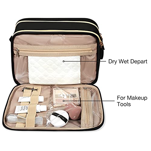 BAGSMART Toiletry Bag for Women, Medium Water-resistant, Black - color: Black, size: Medium