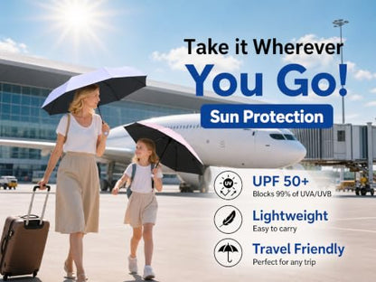 BAODINI Mini Travel Umbrella with UV Sun Protection, Compact Pocket-Size - color: B-2 Pack Purple