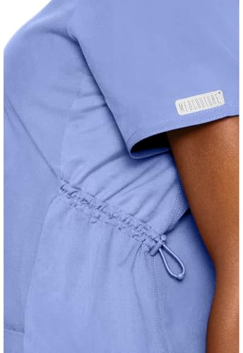 Med Couture Touch Maternity Scrub Top Womens V-Neck 2 Pockets Pregnancy Fit - color: Ciel, size: Small