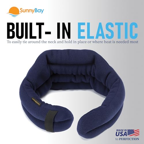 SunnyBay Hands-Free Heating Pad, Neck and Shoulder, 26 inch, Cotton Navy - color: Unscented Wrap - Navy Blue