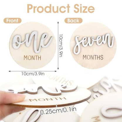 6 PCS Baby Monthly Milestone Cards Double Sided Wooden 3D Milestone - color: White