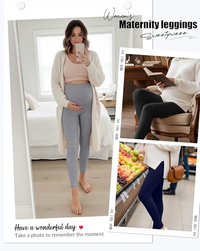 3 Pack Women's Maternity Lounge Pants - color: Black, Light Gray, Navy Blue, size: Medium
