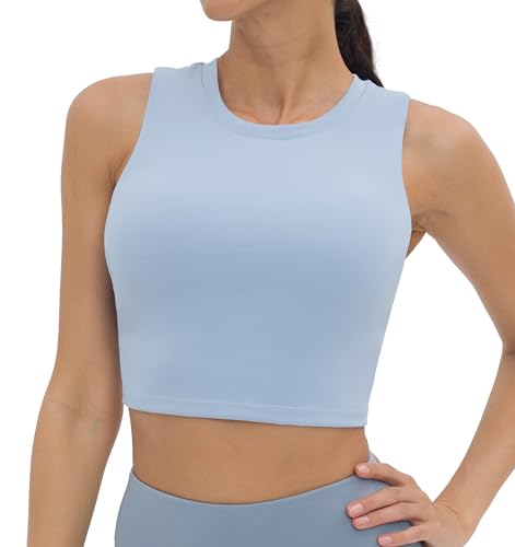 V VOCNI Nursing Tank Tops Racerback Breastfeeding Crop Top - color: Baby Blue, size: Medium