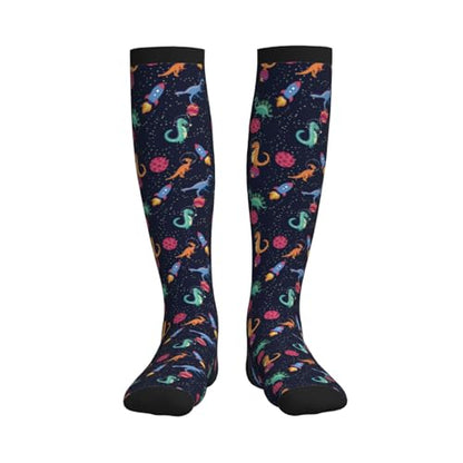 Crazy Fun Compression Socks, Unisex Knee High Support Socks - color: Dinosaur