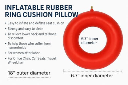 Top Med ETS Inflatable Rubber Ring Cushion Pillow for Hemorrhoid,Pregnancy 18 Inch