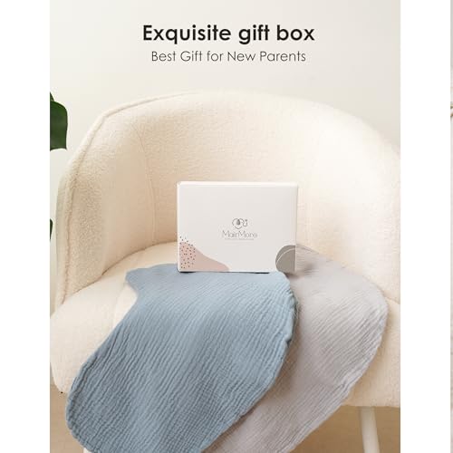MairMore 2 Pack Muslin Baby Nursing Pillow Covers，Cover Only - color: Misty Blue