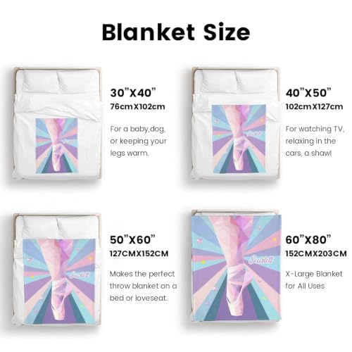 Personalized Dance Blanket Customized Name Bed Blankets Adults 60x80 IN - color: Ballet Dancer Recital Geometric, size: 60x80 IN