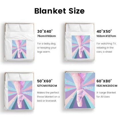 Personalized Dance Blanket Customized Name Bed Blankets Adults 60x80 IN - color: Ballet Dancer Recital Geometric, size: 60x80 IN