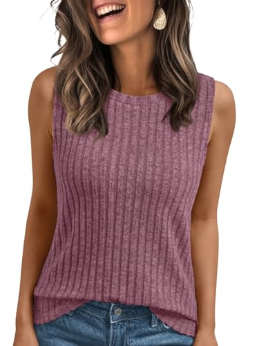 AUTOMET Womens Tank Tops Sleeveless Summer Basic Soft Clothes 2026 - color: Darkpink, size: X-Large