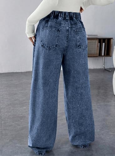 BLENCOT Maternity Jeans for Women Wide Leg Pregnancy Pants - color: Ashleigh Blue, size: Small