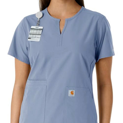 Carhartt Scrubs C12413 Women's Force® Essentials Modern Fit Notch Neck - color: Ceil Blue, size: Large