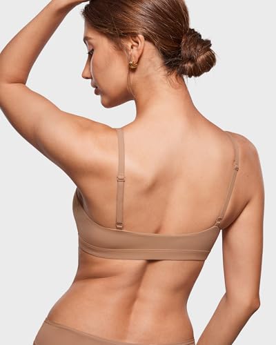 INLYRIC Women's Scoop Bralette No Padding - color: Gravel Beige, size: Medium