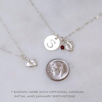 EFYTAL New Mom Gifts, 925 Sterling Silver Personalized Tiny Feet Necklace for Mom to Be - style: Tiniest Things