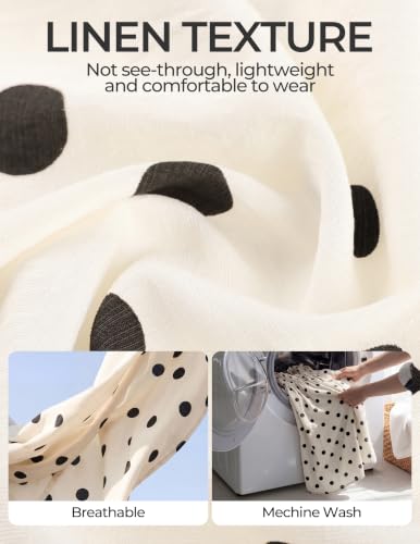 Kate Kasin Womens Summer Fall Boho Maxi Wedding Guest Dresses with Pockets - color: White and Black Polka Dots, size: Large