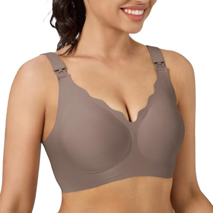 Nursing Bra, Maternity and Pumping Bra for Breastfeeding, Hands-Free Feeding Bra - color: Gray, size: Medium