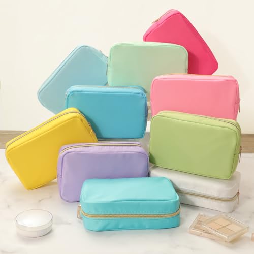 Sweetude 10 Pcs Nylon Makeup Bag Preppy Cosmetic Pouch,Macaron Color - color: macaron Color