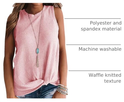 IWOLLENCE Womens Casual Tank Tops with Twist Knot - color: C Pink, size: X-Large