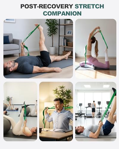 Trideer Stretching Strap with Loops for Physical Therapy,Non-Elastic - color: Green