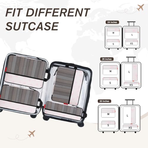 U+U 4 Set Compression Packing Cubes, Travel Organizers (Pink Bow) - color: Pink Bow, size: 4 Set