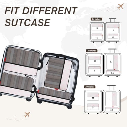 U+U 4 Set Compression Packing Cubes, Travel Organizers (Pink Bow) - color: Pink Bow, size: 4 Set