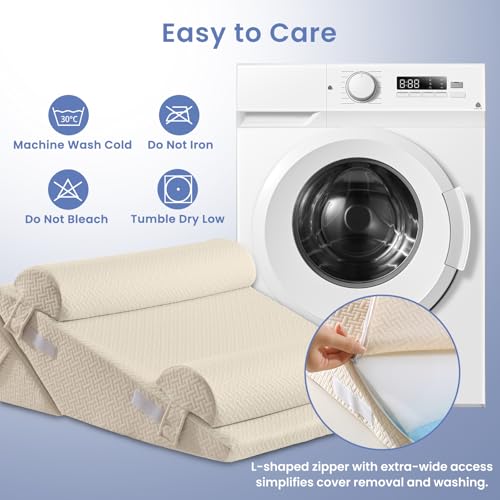 Sasttie Adjustable Wedge Pillow Set for After Surgery, Beige - color: Beige, size: Adjustable 9&12 Inch + 2 Head Pillows
