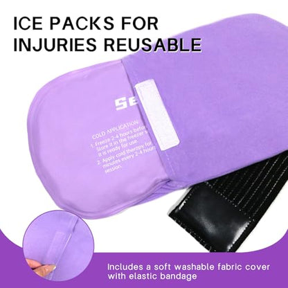Ice Packs for Injuries Reusable Gel 2 Hot Cold Compress Therapy Pack - color: Purple, size: Large 12 x 6 Inch
