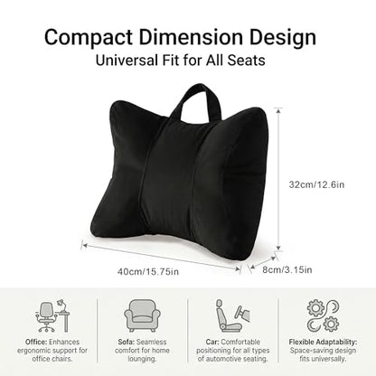 Lumbar Pillow for Car Seat and Office Chair, Classic Black - color: Classic Black