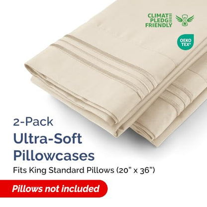 King Standard Pillow Cases Set of 2 - Ultra Soft Pillowcase Covers - Wheat - color: 11 - Wheat, size: King Standard