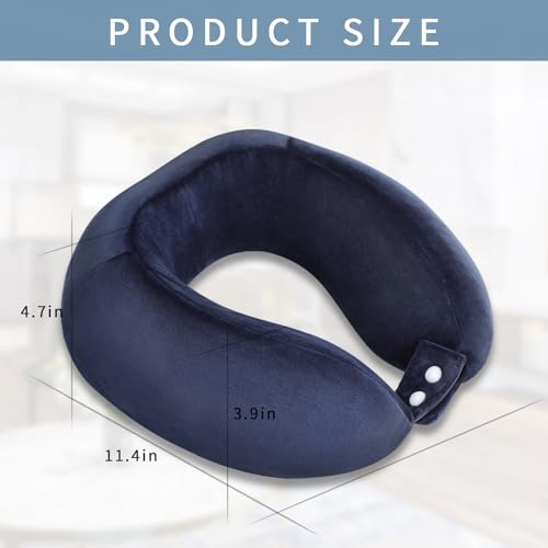 Neck Pillow Airplane Memory Foam Travel Pillows, Dark Blue - color: Dark Blue