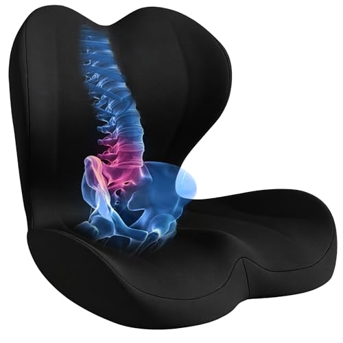Seat Cushion for Office Chair, Ergonomic Cushion with Lumbar Support Pillow - color: Black