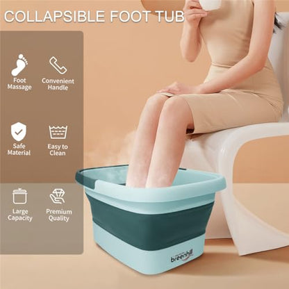 2-Pack Collapsible Foot Bath Tubs with Handles,Portable Plastic Tubs - color: Pink&green, size: 2 pack